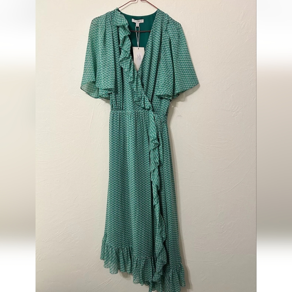 Joie Rosemarie Green Silk Wrap Dress- Size S